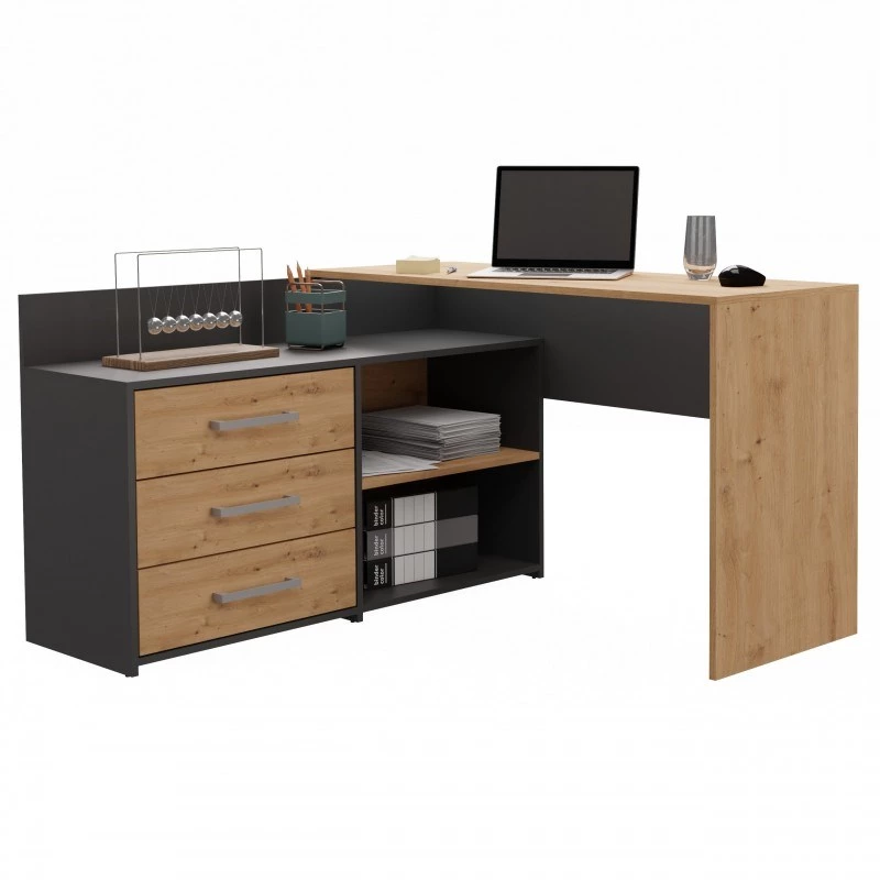 Hoekcomputertafel Topeshop DANY ANT/ART KPL L-vorm spaanplaat