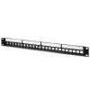 Qoltec 54516 patchpaneel voor 19-inch rack, 24 poorten, 1U, UTP, zwart