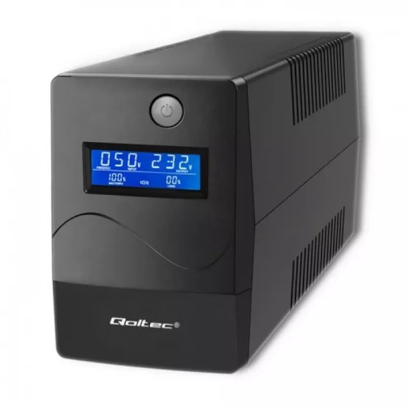 Qoltec Monolith UPS (uninterruptible power supply) dubbelconversie (online) 1 kVA 600 W 2 Schuko-stopcontacten