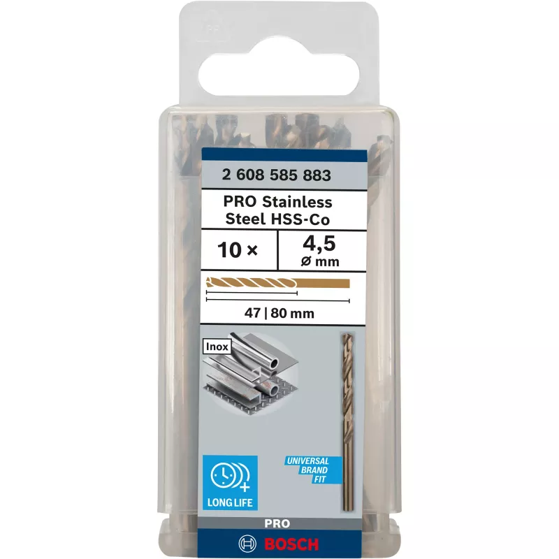 Bosch PRO Stainless Steel HSS-Co spiraalboor, Ø 4,5 mm, 10 stuks
