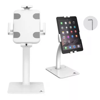 Tablet-bureau-/muurbeugel MACLEAN MC-468W, wit, voor 7,9–11 inch tablets, klem- en montageset, kantelbaar