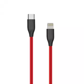 Siliconen kabel USB Type-C - Lightning, 1 m (rood)
