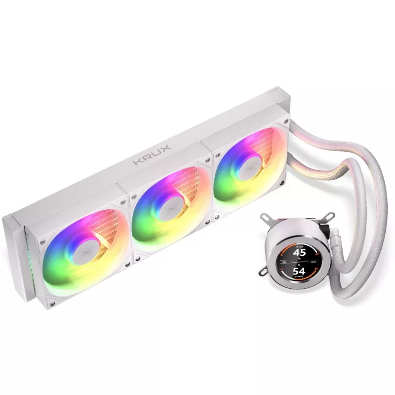 KRUX HydroGlance 360 ARGB AIO-waterkoeling met LCD, 360 mm, wit