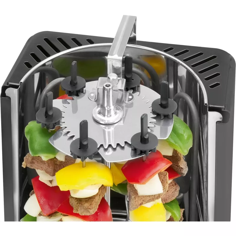 Verticale elektrische multigrill CLATRONIC DVG 3686, 1400 W, zwart, met draaispit en 6 spiezen