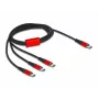 USB-oplaadkabel DeLOCK 3 in 1 USB Type-C naar 3 x USB Type-C 1 m zwart/rood
