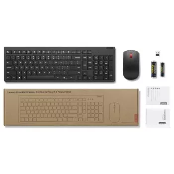 Draadloze toetsenbord- en muisset Lenovo Essential Wireless Combo Gen2 — zwart, compacte layout, draadloze verbinding