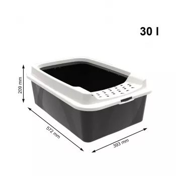 Open kattenbak rotho Bonnie Cat 572×393×209 mm, technopolymeer, 30 L, zwart/grijs