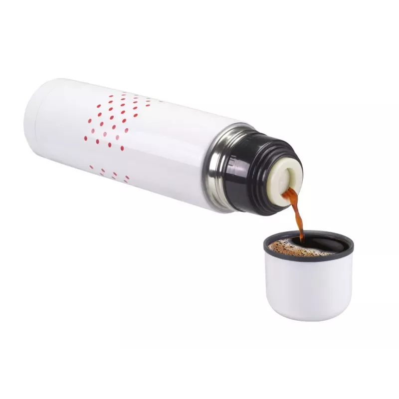 Beper BI.504 vacuümfles 500 ml, roestvrij staal, met beker, rood met stippen