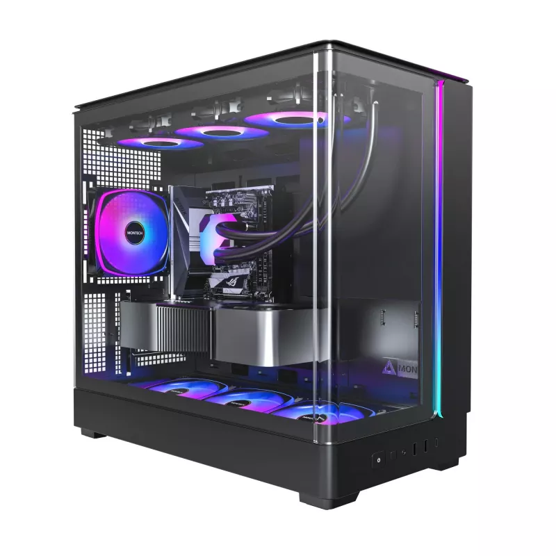 Pc-behuizing Montech KING 15 PRO zwart — midi-tower voor micro ATX / Mini-ITX