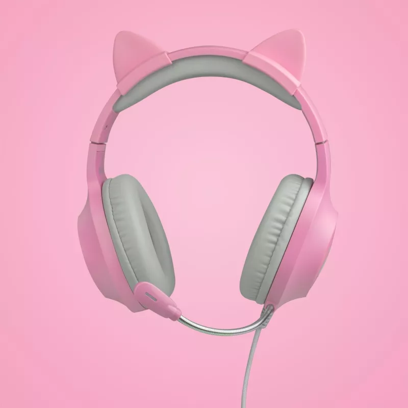 FR-TEC Tanooki hoofdtelefoon bedraad hoofdbeugel gaming grijs - roze (FT2021)