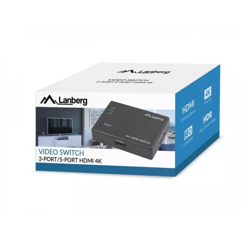 LANBERG VIDEOSWITCH 3X HDMI + MICRO USB POORT