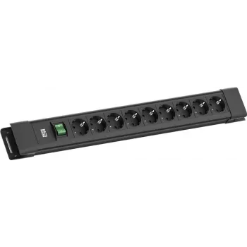 Stekkerdoos Bachmann CONNECTUS 9x CEE7/3-stopcontacten met 1x schakelaar, 2,0 m kabel, CEE7/7-stekker — zwart