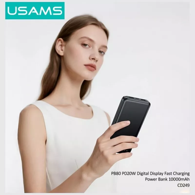 Draagbare powerbank usams PB80 10000mAh 20W PD wit