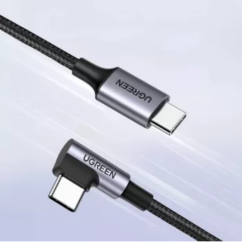 Ugreen USB-C (recht) / USB-C (haaks) PD QC 60W 3A 0,5 m US255 (grijs)
