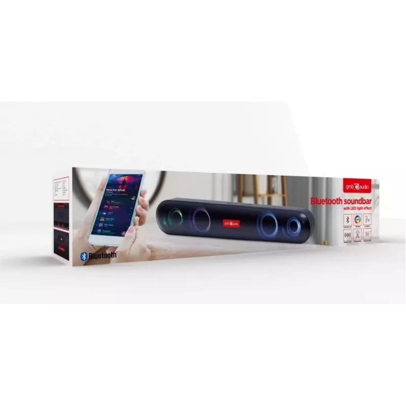 Gembird SPKBT-BAR400L soundbar-luidspreker zwart 2.0 kanalen 10 W
