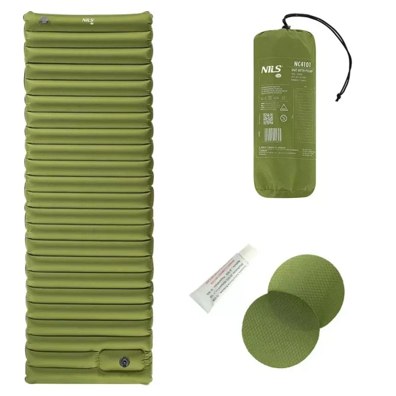 Toeristenmat met ingebouwde pomp NILS Camp NC4101 groen