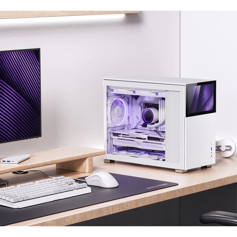 Jonsbo D31 Screen Micro-ATX pc-behuizing, gehard glas, wit