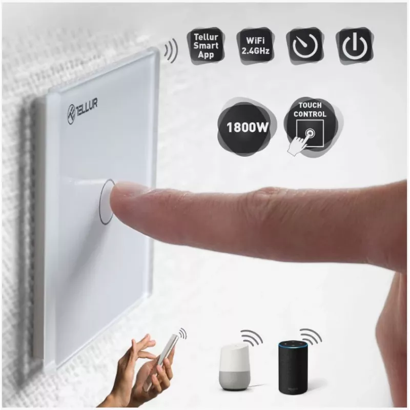 Lichtschakelaar Tellur TLL331041 wit touch draadloos
