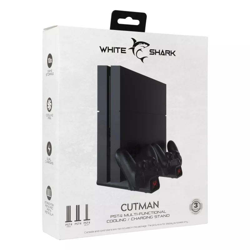 Kühlpad White Shark PS4-19076 Cutman met 2 oplaadstations voor controller