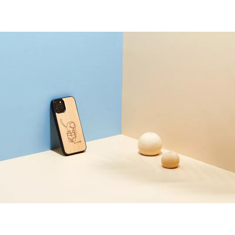 Telefoonhoes man and wood voor iPhone 12 / 12 Pro — kat met rood visontwerp