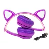 Draadloze headset Bluetooth 5.0 LED voor kinderen paarse oren