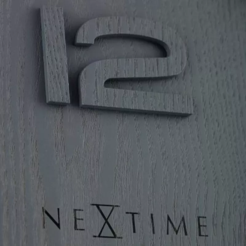 NeXtime 3096GS - wandklok - quartzklok - rond - grijs - hout - volwassenen