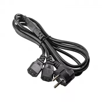 Akyga AK-PC-04A stroomverdeelkabel CEE 7/7 naar 2x IEC C13, 1,8 m, zwart