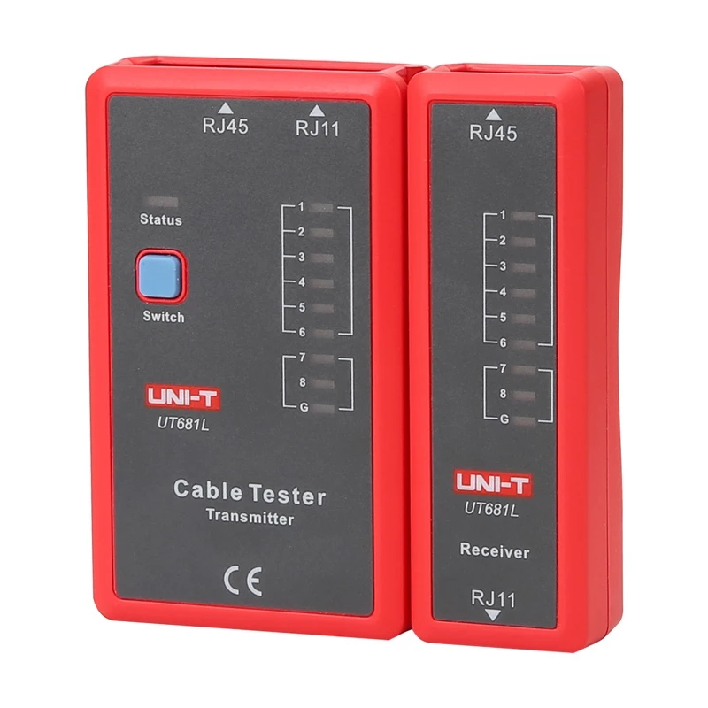 Netwerkkabeltester Unit UT681L voor RJ45- en RJ11-stekkers, doorgangs- en bedradingscontrole