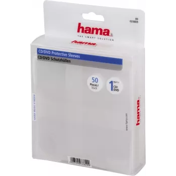Hama cd/dvd-hoesjes, 50-pack 50 discs transparant