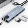 USB-C-hub QOLTEC 53795 5-in-1 met 100W PD, 2×USB-A, HDMI 4K, RJ45