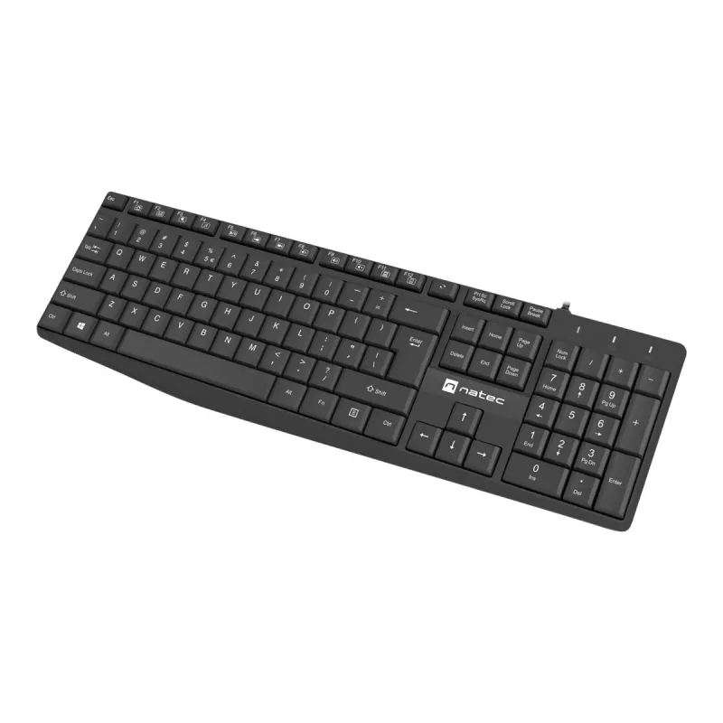 Bedrade full-size toetsenbord NATEC NAUTILUS NKL-1950 — USB, QWERTY US International, 105 toetsen, zwart