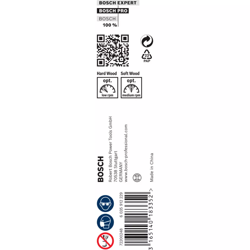 Bosch PRO Wood 2608597626 houtslangenboor, 12 mm, totale lengte 235 mm, werklengte 170 mm, 1/4-inch zeskantschacht, 1 st.