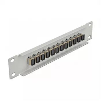 Glasvezel patchpaneel DeLOCK 10 inch 12 poorten SC simplex beige 1U grijs