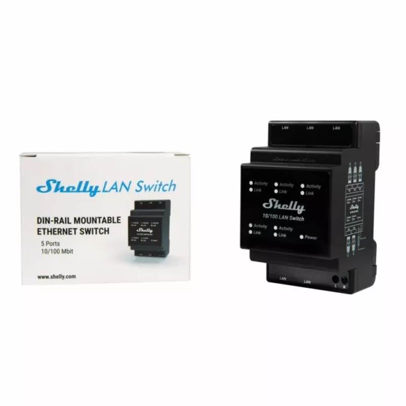 Shelly LAN Switch slimme switch, zwart, 110-240 V AC, 1 W