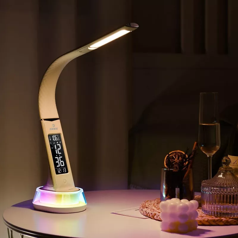 Bureaulamp Hawk HW-LAMP05 wit LED verstelbaar — compacte LED-werklamp met verstelbare arm