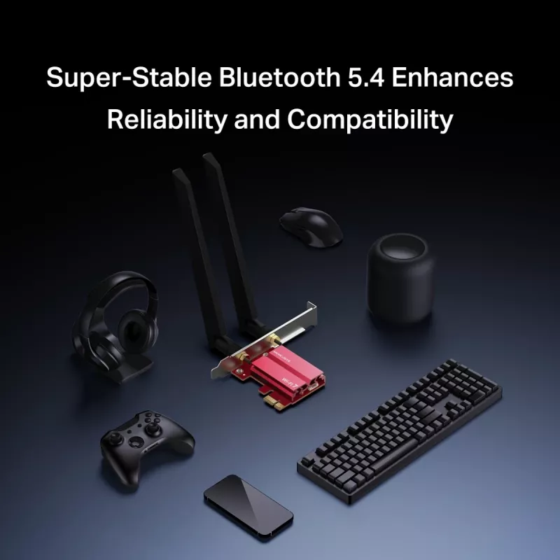 PCIe tri-band WiFi 7-adapter MERCUSYS MA47BE — snelle WLAN-connectiviteit
