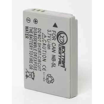 Oplaadbare Extra Digital NB-5L accu 3,7 V 1000 mAh voor compatibele compactcamera's en apparaten