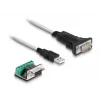 DeLOCK 63465 USB 2.0 Type-A naar serieel RS-422/485 adapter, 6-pins klemmenblok, 1,8 m, zwart/transparant