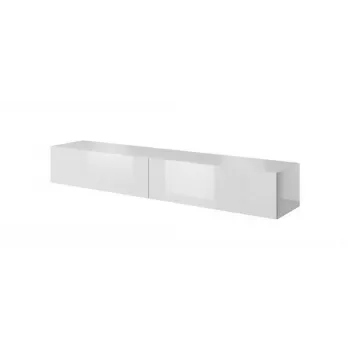 Tv-standaard cama meble SLIDE 200 — 2000×400×300 mm, wit hoogglanzend MDF-plaat, wit frame