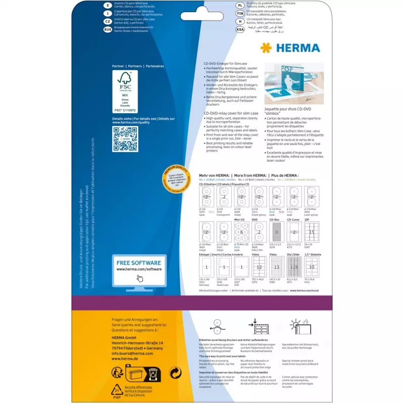 CD-inlegkaart HERMA 121x242 mm