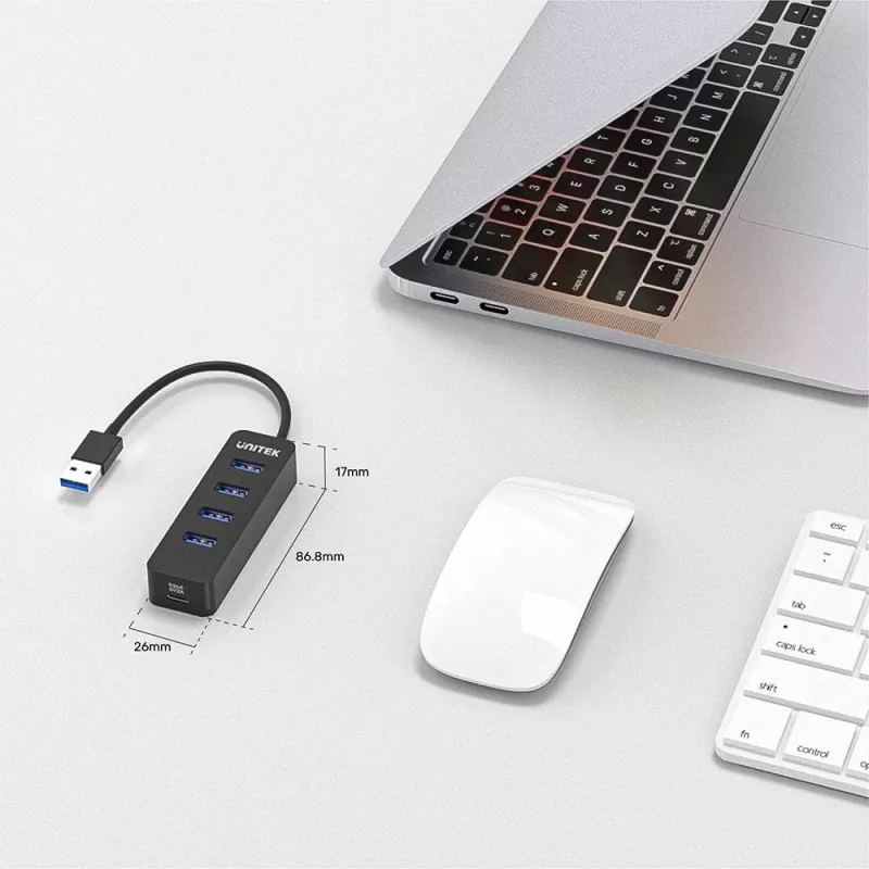 UNITEK uHUB Q4 USB 3.2 Gen 1 (3.1 Gen 1) Type-A 5000 Mbit/s zwart