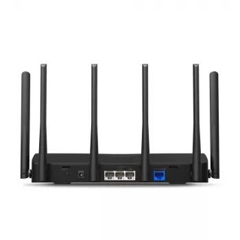 Tafelrouter MERCUSYS MR47BE — tri-band Wi-Fi 7 (2,4/5/6 GHz), 9300 Mbit/s, 3× RJ-45, 2,5GbE, 6 externe antennes