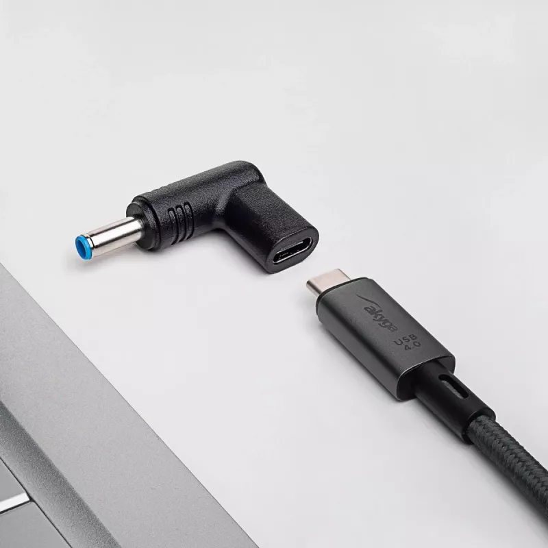 Akyga AK-ND-C09 oplaadadapter USB-C naar DC 4,5 x 3,0 mm + pin voor notebooks, 18,5-20 V, 100 W, voor HP