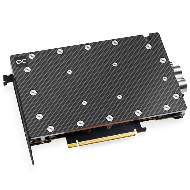 Waterblok + backplate Aquatuning GmbH 13395 aluminium carbon koper 1/4 inch