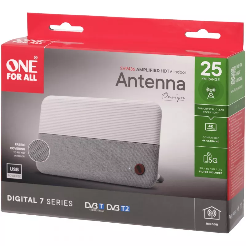 One for All DVB-T2 1080p stofantenne wit SV9436-5G (SV9436-5G)