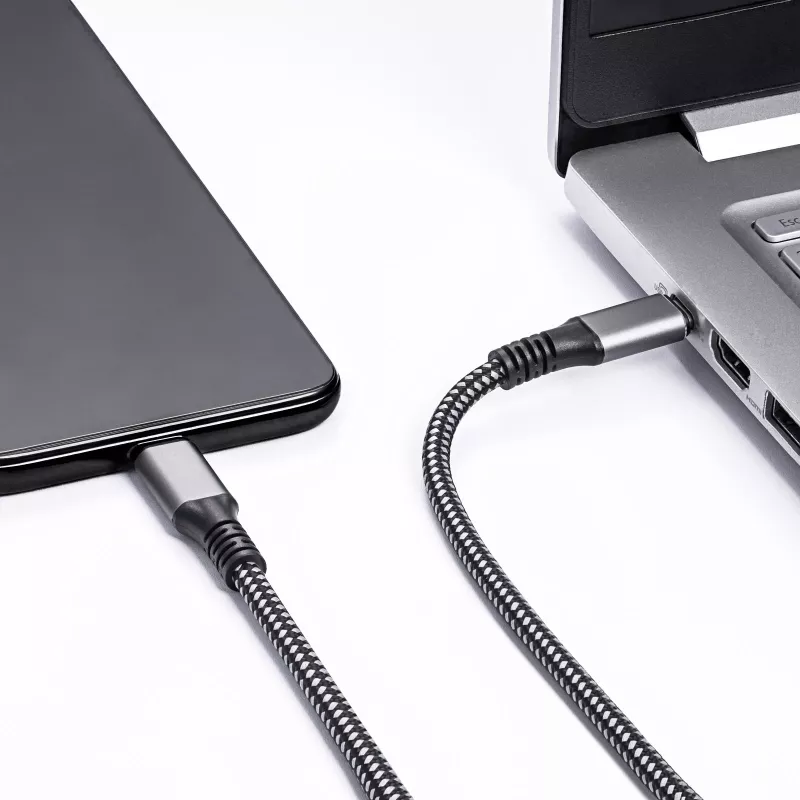 Akyga AK-USB-34 USB-C-naar-USB-C-Thunderbolt-3-kabel, 40 Gbit/s, 100 W, 1,5 m, zwart
