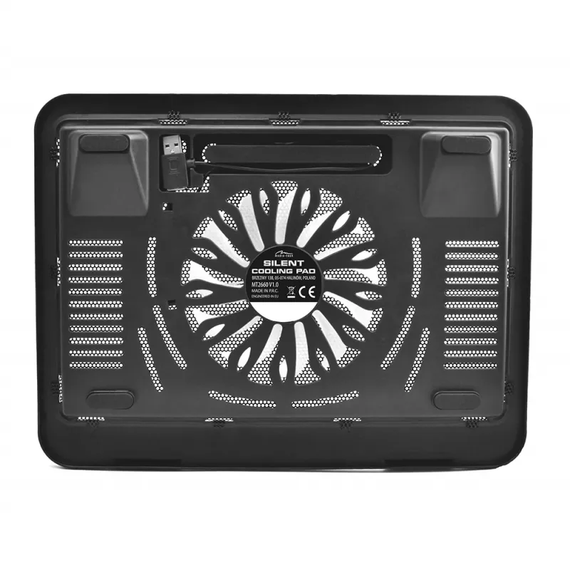 Koelpad MEDIA-TECH MT2660 – USB-laptopkoeler, 1 ventilator 13,5 cm, 20 CFM, 1000 tpm, 330×250×40 mm, 327 g, achtergrondverlichting