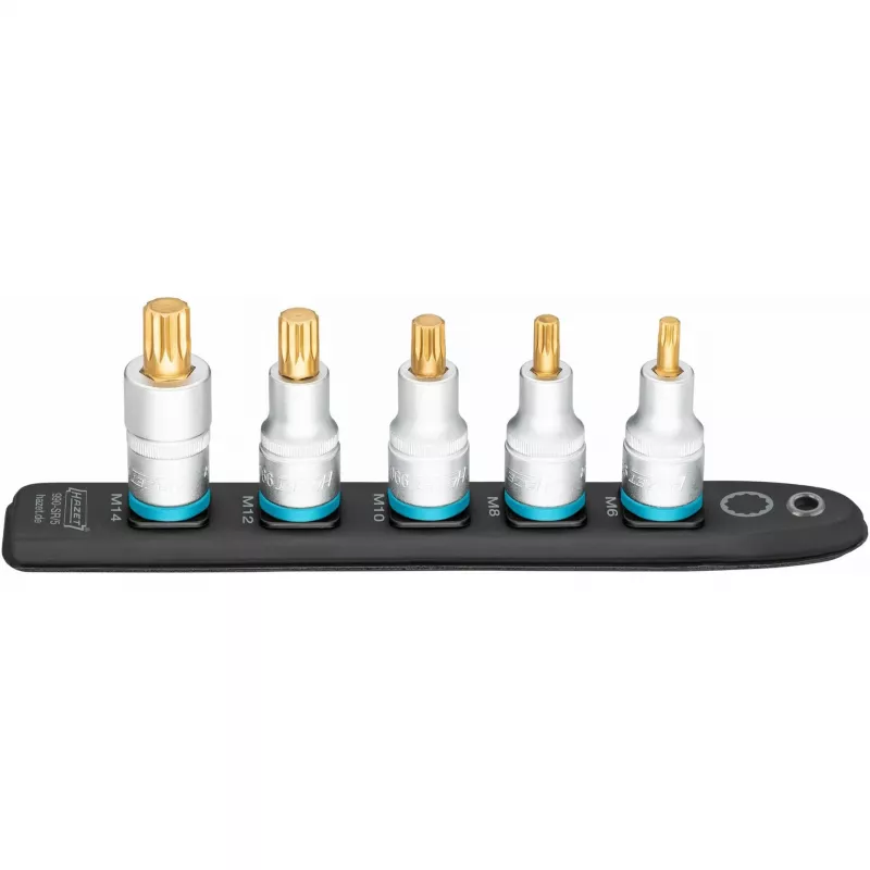 Dopsleutelset Hazet 990-SR/5 veelvoud-tand korte dopsleutels, 5 stuks, maten M6–M14
