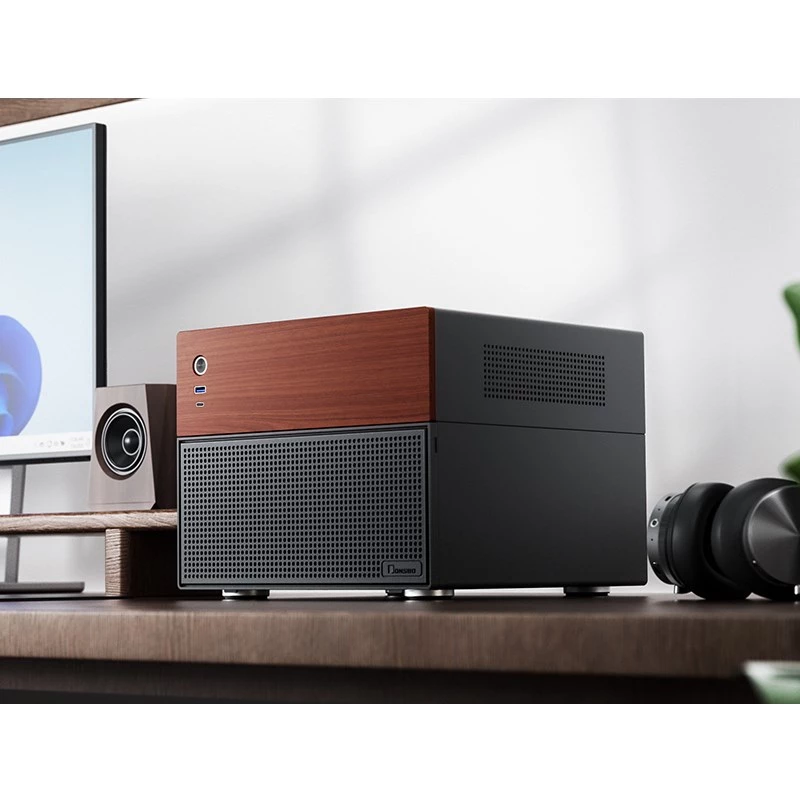 Jonsbo N4 microtower behuizing zwart robuust staal compacte PC-behuizing