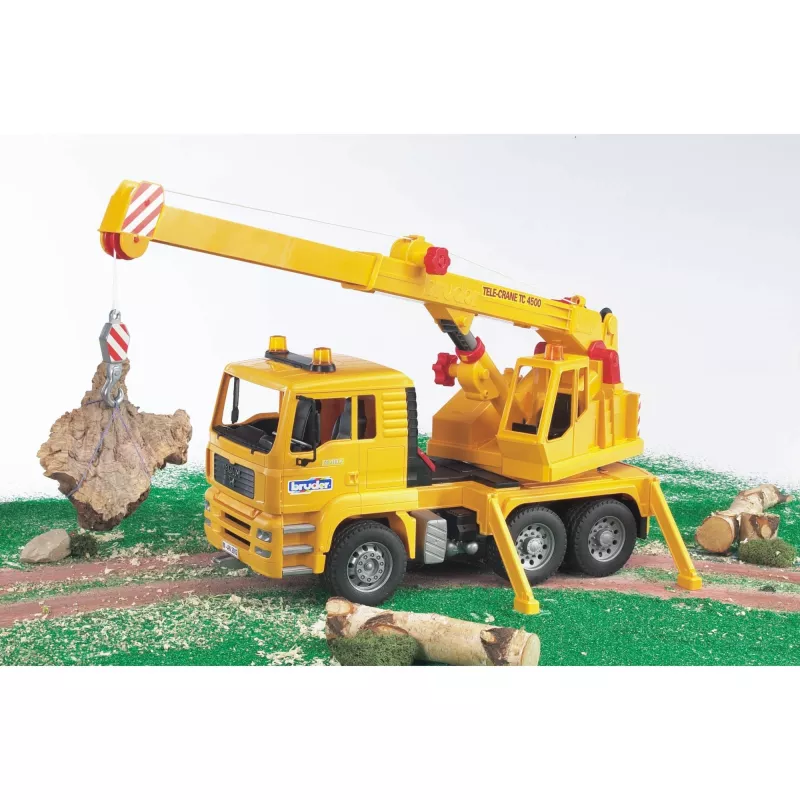 Kraanwagen BRUDER MAN BR-02754, ABS-constructie, geel, voor kinderen vanaf 4 jaar (zonder licht- en geluidsmodule)